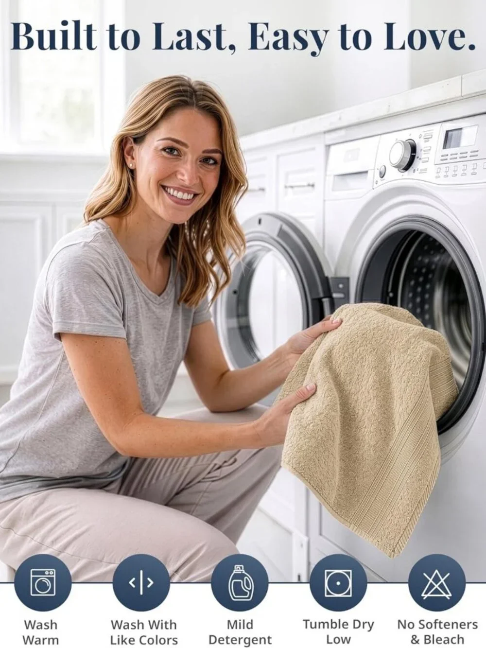 Soft 100% Cotton Hand Towels - 4 Pack, Lightweight & Fade Resistant - Perfect